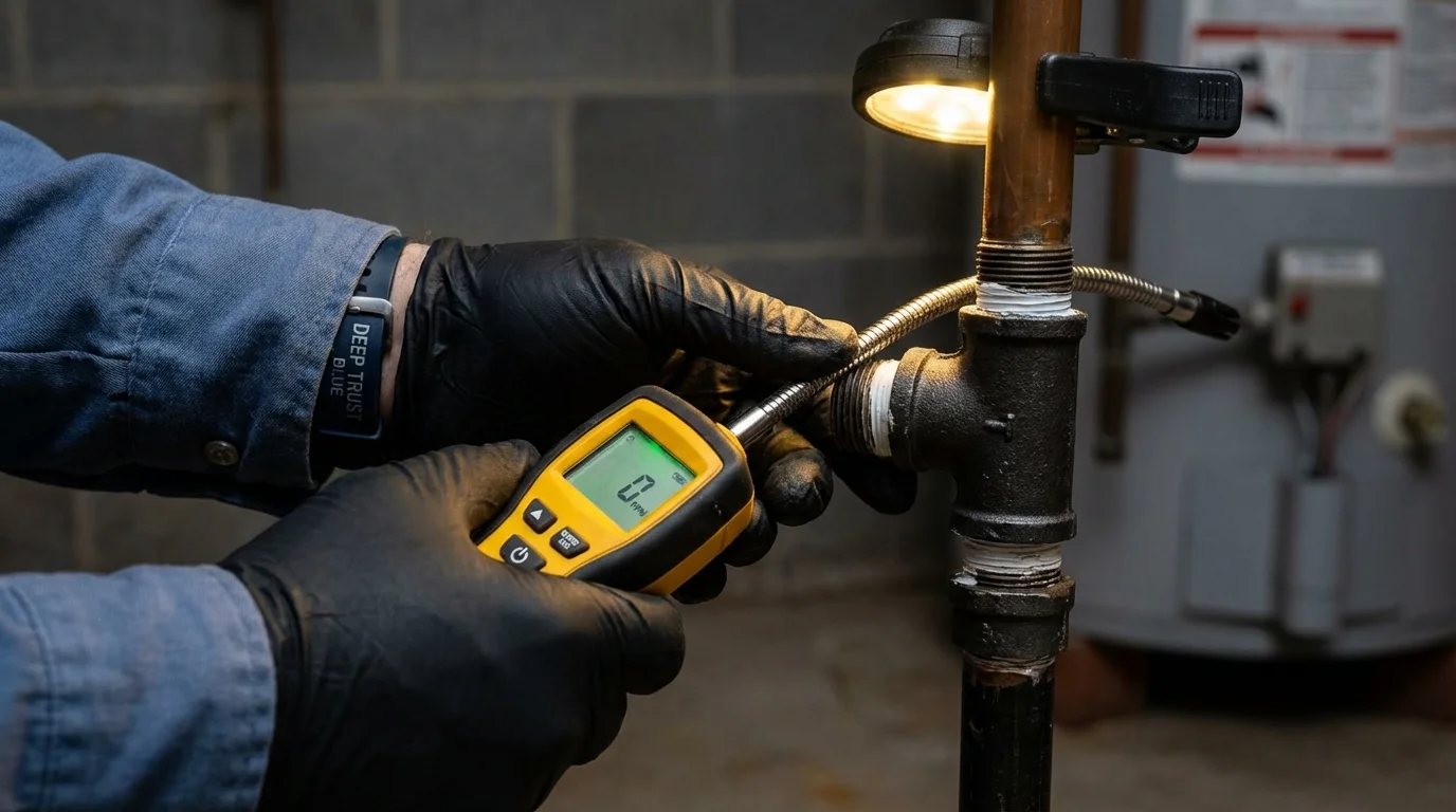 Gas leak detection with electronic sniffer by Johns Plumbing LLC in Rogue River