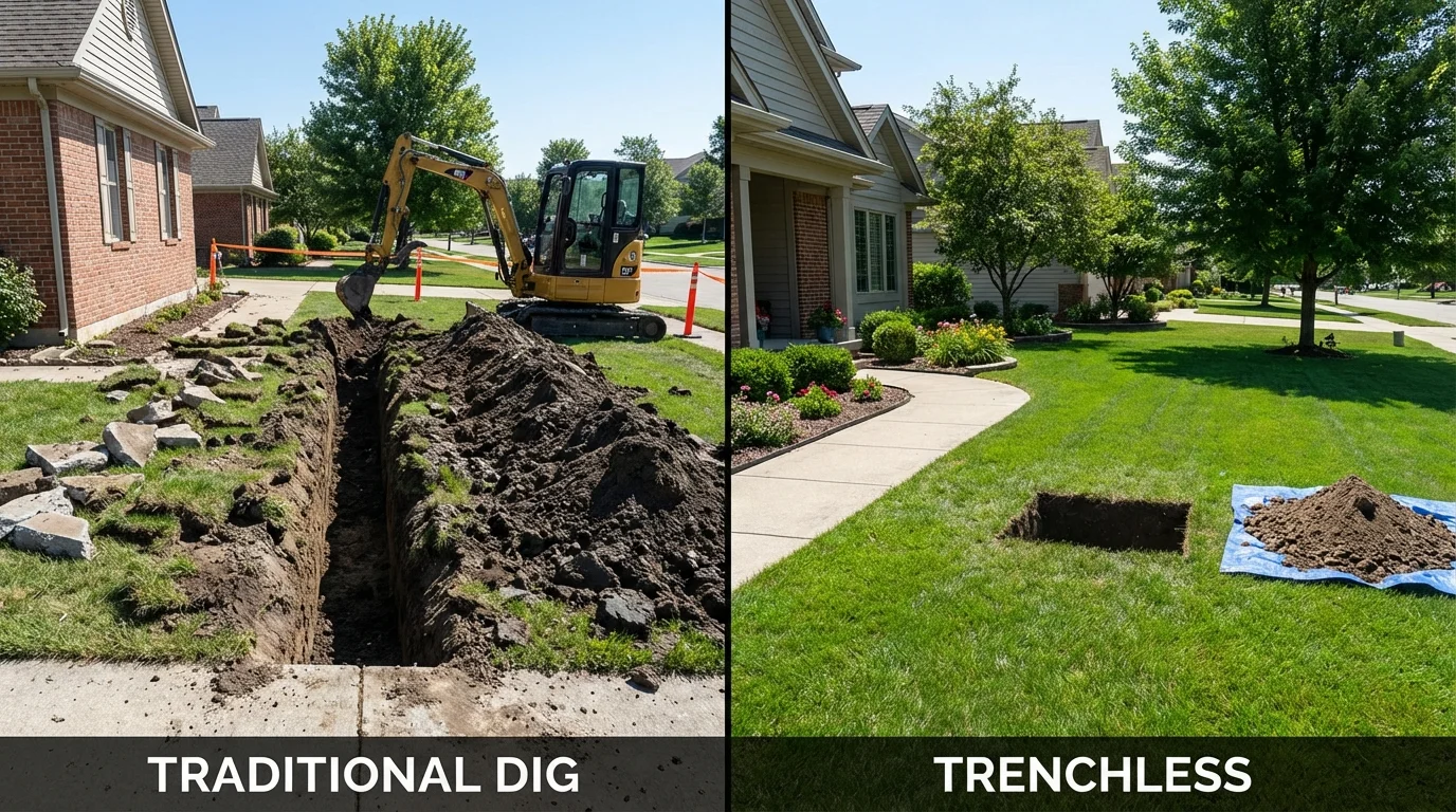 Trenchless sewer repair with minimal yard damage versus traditional excavation in Rogue River, OR